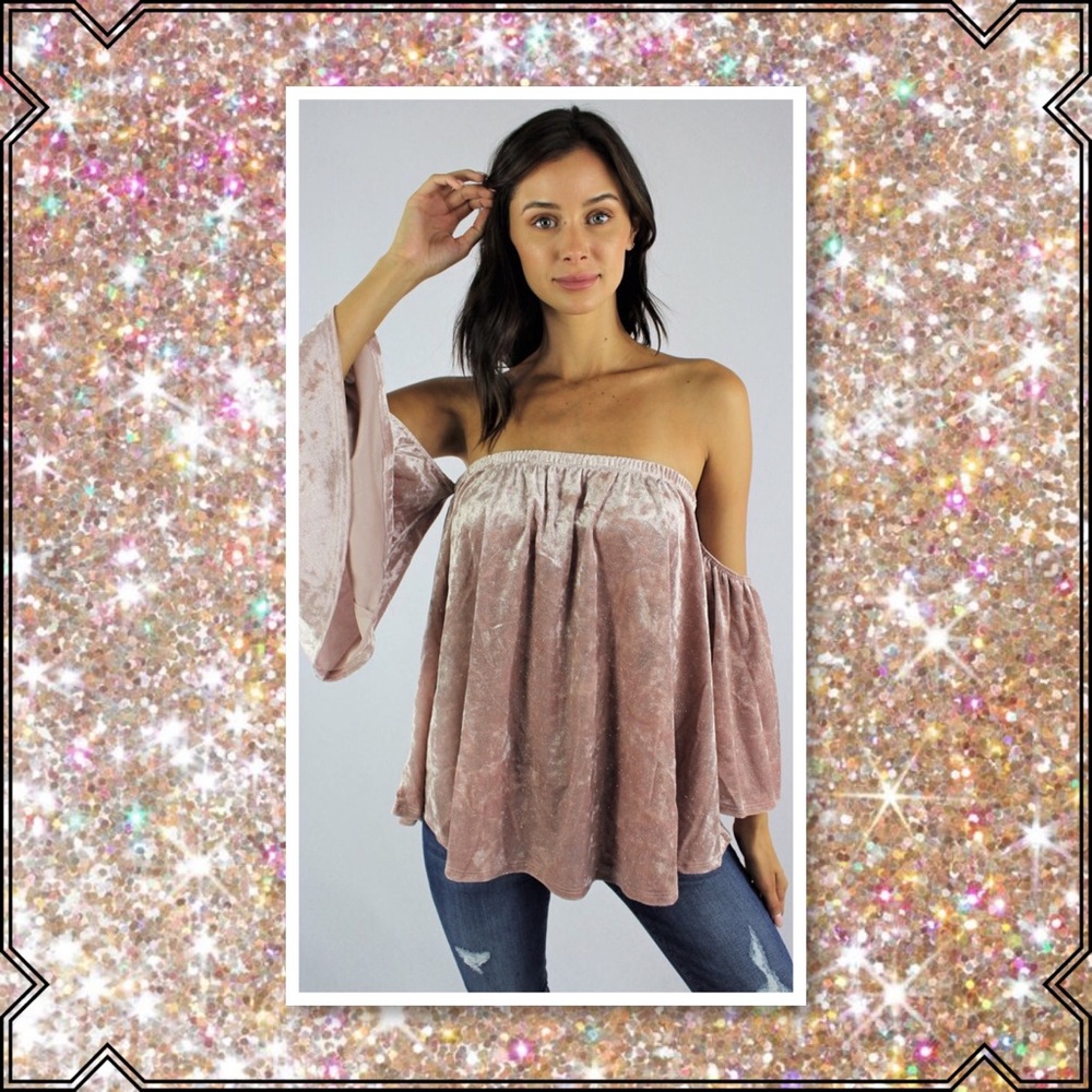 JUST IN🆕 Mauve Off Shoulder Bell Sleeve Velvet